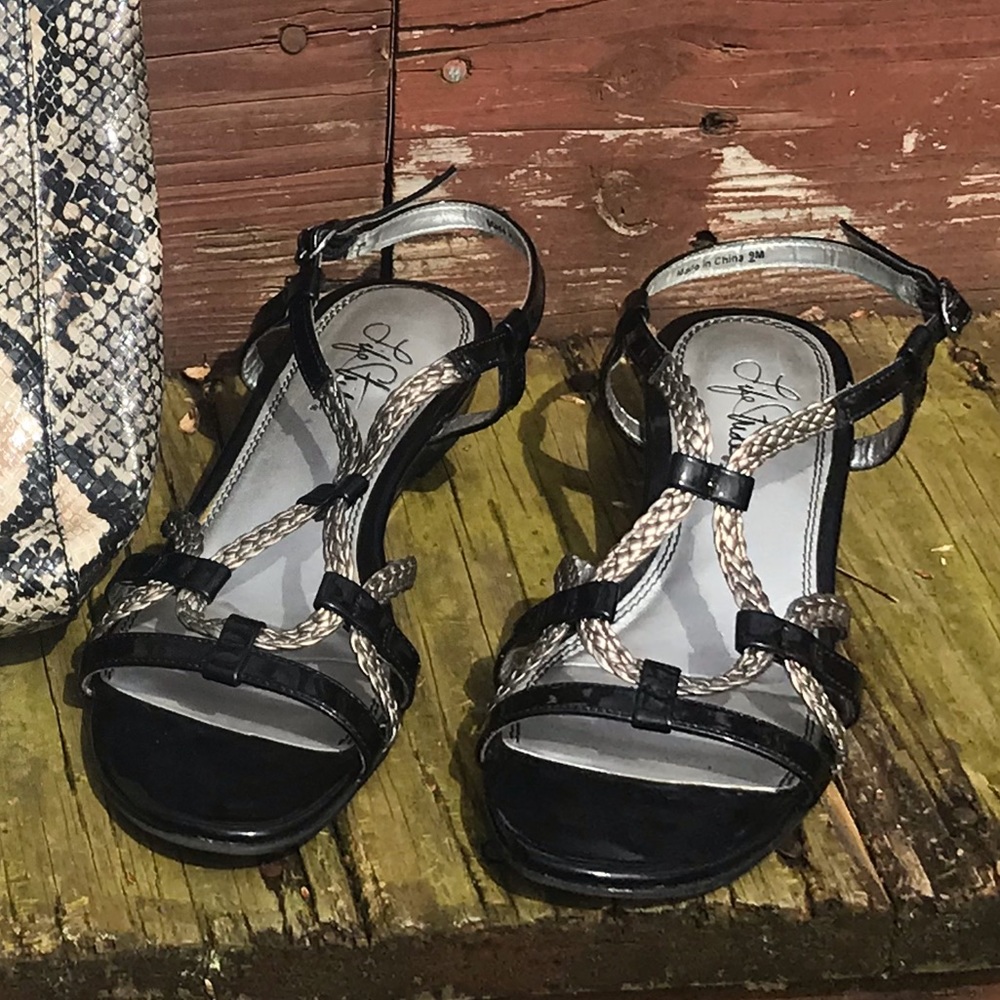 $69 Lifestride wedges.  Black & silver straps.